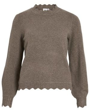 Vila Vinikolina O-Neck L/S Knit Top No - Bruin