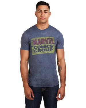 Marvel Groeps-T-Shirt Comics (Marine Heide) - Blauw