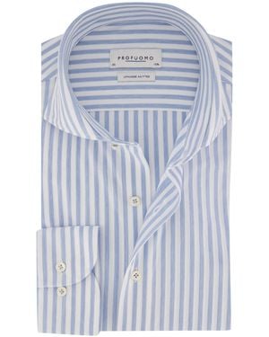 Profuomo Overhemden Strijkvrij - Blauw