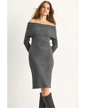 Bianco Lucci Ribbed Midi Dress - Black
