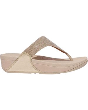 Fitflop Lulu Glitz Toe Post Wedge Sandalen (Roze Goud) - Metallic