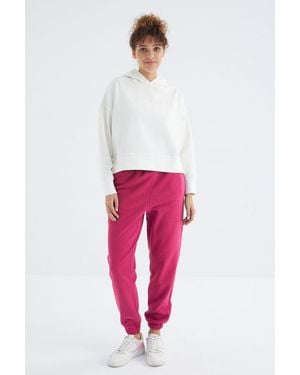 TOMMY LIFE High-Waist Fleece Jogger Joggers - Red