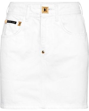 Philipp Plein Denim Mini Skirt - Wit