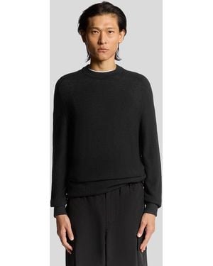 Lyle & Scott Piqué Gebreide Mocknecktrui - Zwart