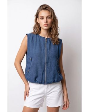 MixRay Woven Poplin Gilet Met Ritsvoorkant - Blauw