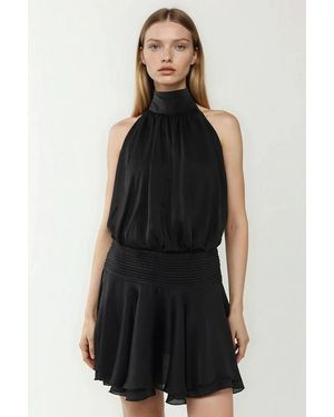 Hiccup Textured Turtleneck Mini Dress - Black