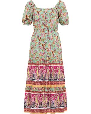 Usha Festival Paisley Print Midi Jurk Carnea - Wit