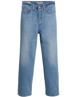 Levi's Levis Ribcage Katoen Linnen Rechte Benen Jeans - Blauw