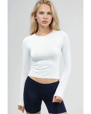 Busem Slim Fit Ronde Hals Lange Mouwen Blouse - Wit
