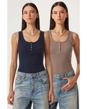 Happiness İstanbul Cotton Tank Top - Blue
