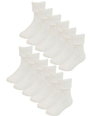 Sock Snob Set Van 6 Babysokken Van Katoen Met Omgeslagen Bovenkant - Wit