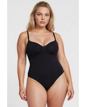 Hiccup Premium Seamless Adjustable Strap Brief Bodysuit Shapewear - Black