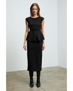 Grimelange Mid Waist Midi Pencil Skirt - Black