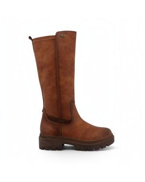 Mustang Cognac Knee High Chunky Long Winter Boots - Brown