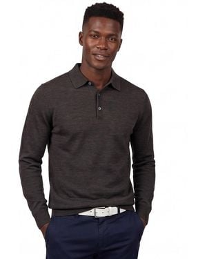 Profuomo Polo Lange Mouw Normale Fit Wol - Zwart