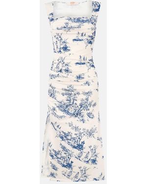 Hiccup Sleeveless Printed Midi Dress - White