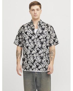 Jack & Jones Jorjoshua Split Aop Shirt Ss Ln - Zwart
