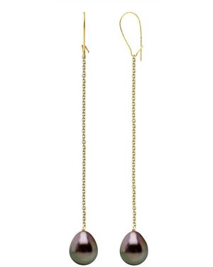 Ateliers Saint Germain Earrings Real Cultured Tahiti Pearls Pear 10-11 Mm - Yellow