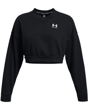 Under Armour Rival Cropped Sweatshirt Met Ronde Hals Van Badstof - Zwart
