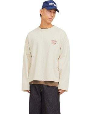 Jack & Jones Jack And Jones Sweatshirt Met Grafische Print En Boxy Mouwen - Naturel