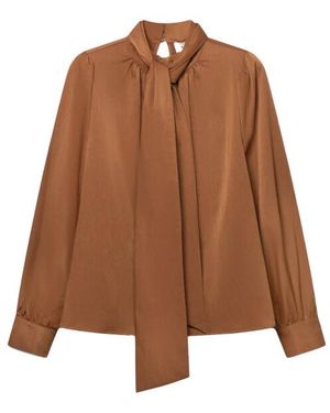 Aaiko Top Lange Mouw Bowi Crinkle Ray - Bruin