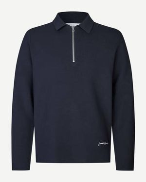 Samsøe & Samsøe Polo Lange Mouw M26300102 Samatt - Blauw