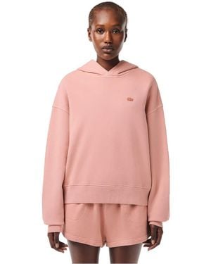 Lacoste Geborduurde Logo Oversized Hoodie - Roze