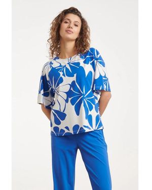 Smashed Lemon Witte Travel Top Met Grafische Bloemenprint - Blauw