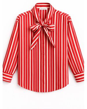 MixRay Streepjesshirt Met Strikdetail - Rood