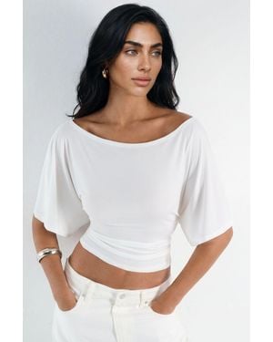 Hiccup Boat Neck Knitted Top - White