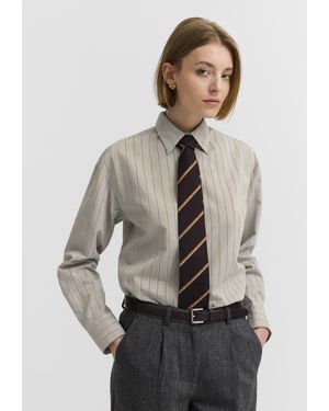 Bugatti Damen Gestreepte Blouse Van Katoenmix - Naturel