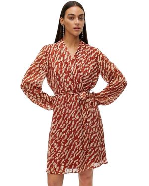 Vero Moda Rie-Wikkeljurk Met V-Hals Voor (Baksteen) - Rood