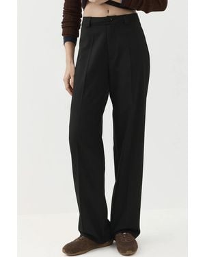 Hiccup Straight Leg Normal Waist Trousers With Button Closure - Black