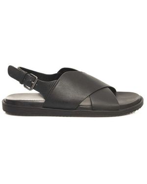 Cerruti 1881 Leather Crisscross Strap Sandals - Black