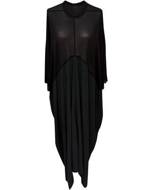 Rick Owens Maxi-Jurk Met Ronde Hals En Vliegerprint - Zwart