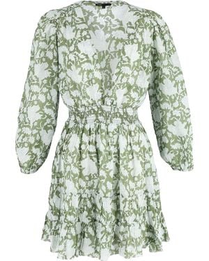 Maje Mini-Jurk Met Plooien En Bloemenprint - Groen