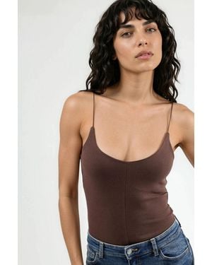 Busem Slim Fit Ribbed V-Neck Blouse - Black
