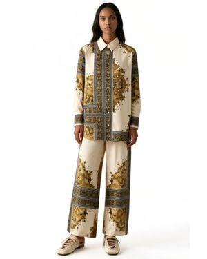 Msn-Collection Abstract Shirt Collar Co-Ord Set - Metallic