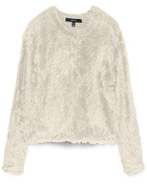 Vero Moda Vmfluffy Ls O-Neck Cardigan 10337471 Birch - Naturel
