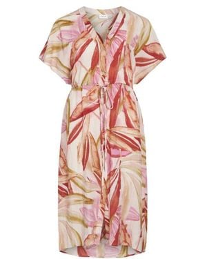 Vila Vilimia Midi-Jurk Met V-Hals En Print - Roze