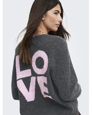 ONLY Onllovie Ls V-Neck Cardigan Cc Knt - Grijs