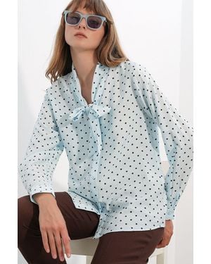 Bigdart Polka Dot Poplin Shirt Blouse - Blue