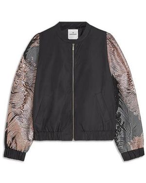 Summum Bomber Jacket Leaves - Zwart
