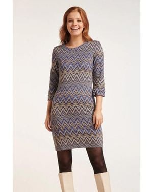 Smashed Lemon 24675 Zigzag Jurk - Grijs