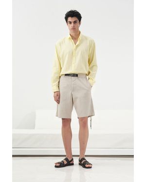 Giesto Belted Mid Waist Tailored Shorts - Natural