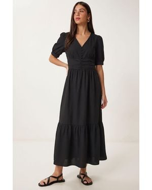 Happiness İstanbul Cotton-Blend Poplin Maxi Dress - Black