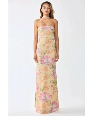 Hiccup Strapless Flowering Bodycon Maxi Dress - Multicolour