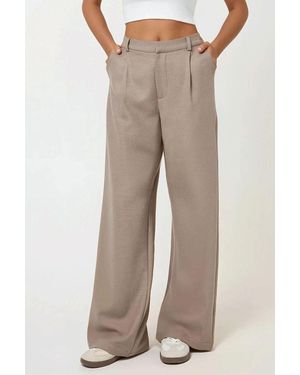 Hiccup High Waist Pleated Wide Leg Trousers - Natural
