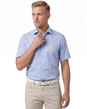 Olymp Overhemd Korte Mouw Modern Fit - Blauw