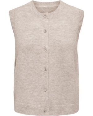 ONLY Onlolivia Sl Button Vest Cc Knt 15381085 Mole - Naturel